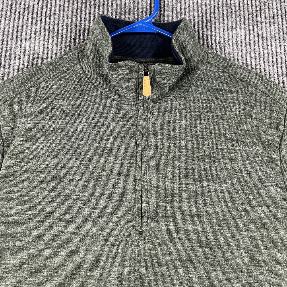 Banana Republic Mens Sweatshirt Medium Green Long Sleeve 1/4 Zip Mock Neck